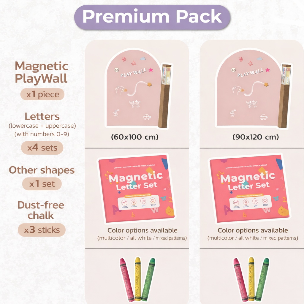 Premium set magnetic play wall for playroom 39"x24" (100cmx60cm) with 165 pcs of letters and shapes