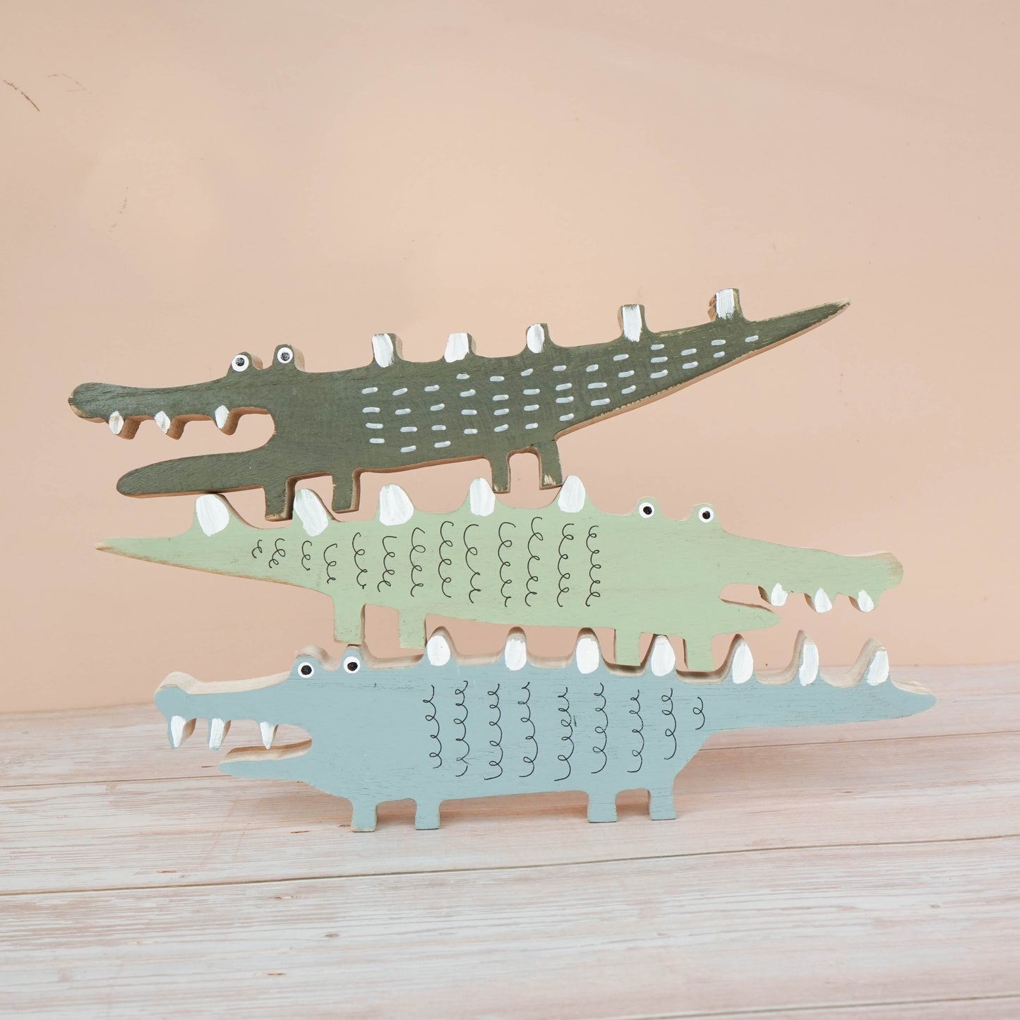 Wooden alligator crocodile decor for a kid's woodland playroom wood theme