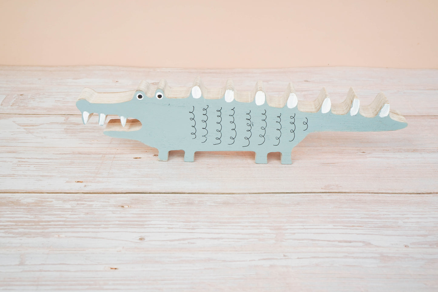 Wooden alligator crocodile decor for a kid's woodland playroom wood theme