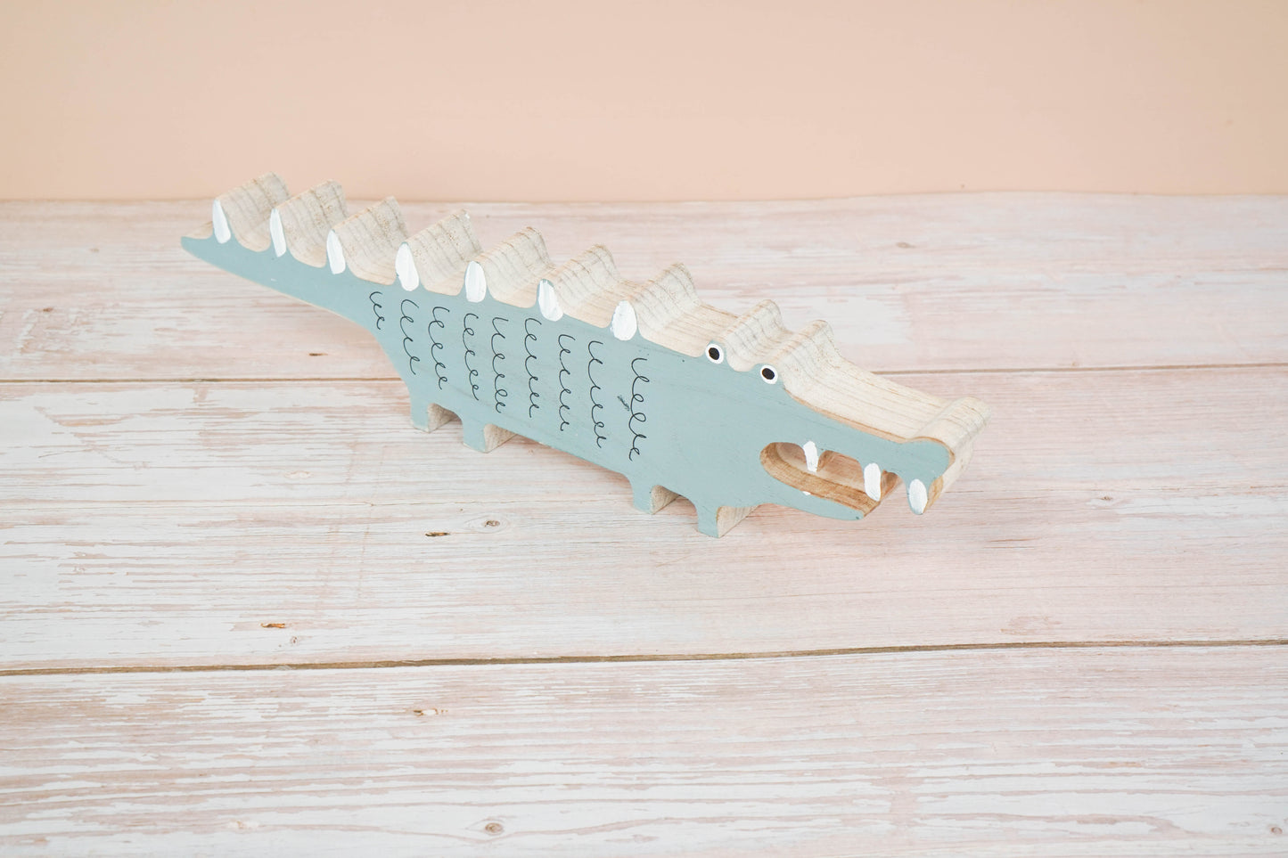 Wooden alligator crocodile decor for a kid's woodland playroom wood theme