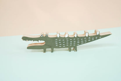 Wooden alligator crocodile decor for a kid's woodland playroom wood theme