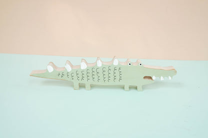 Wooden alligator crocodile decor for a kid's woodland playroom wood theme