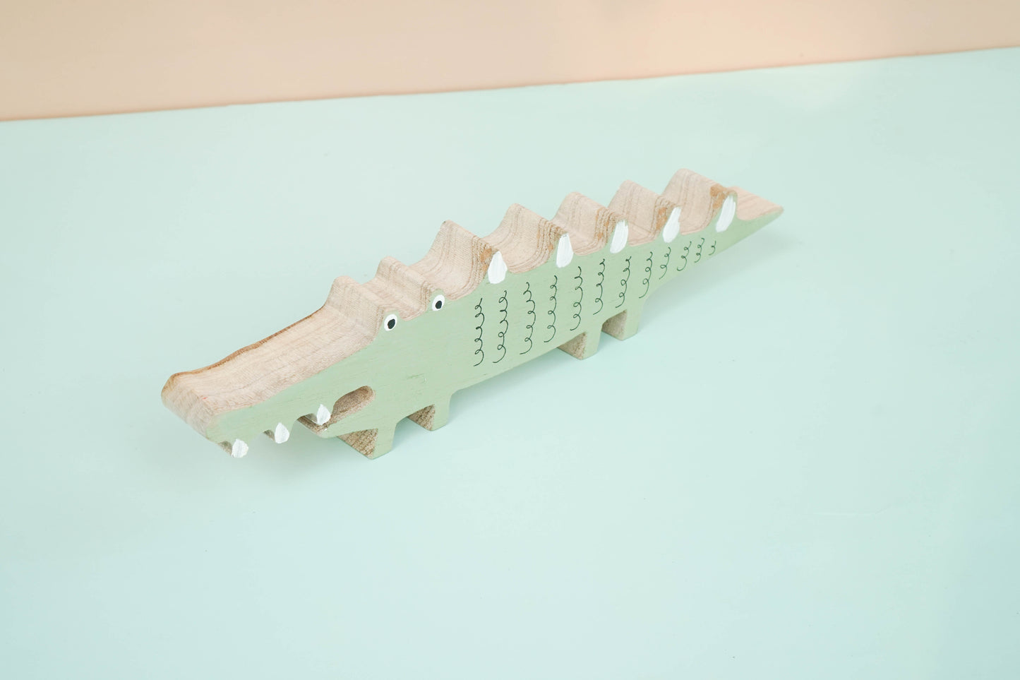 Wooden alligator crocodile decor for a kid's woodland playroom wood theme