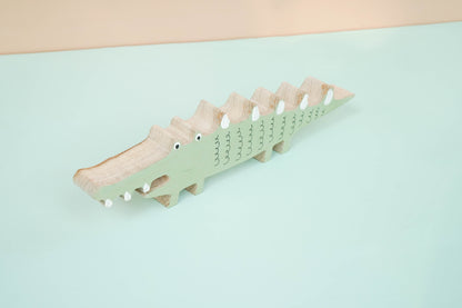 Wooden alligator crocodile decor for a kid's woodland playroom wood theme