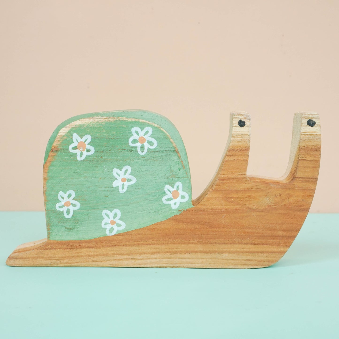 Wooden animal cat snail duck decor for a kid's woodland playroom wood theme