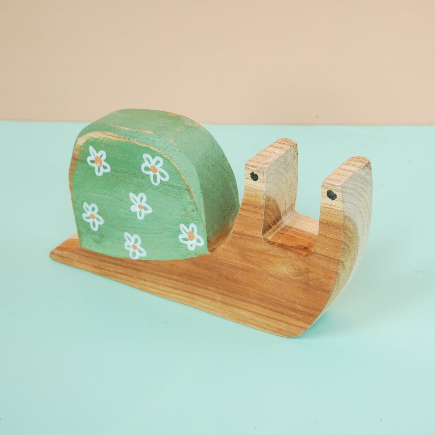 Wooden animal cat snail duck decor for a kid's woodland playroom wood theme