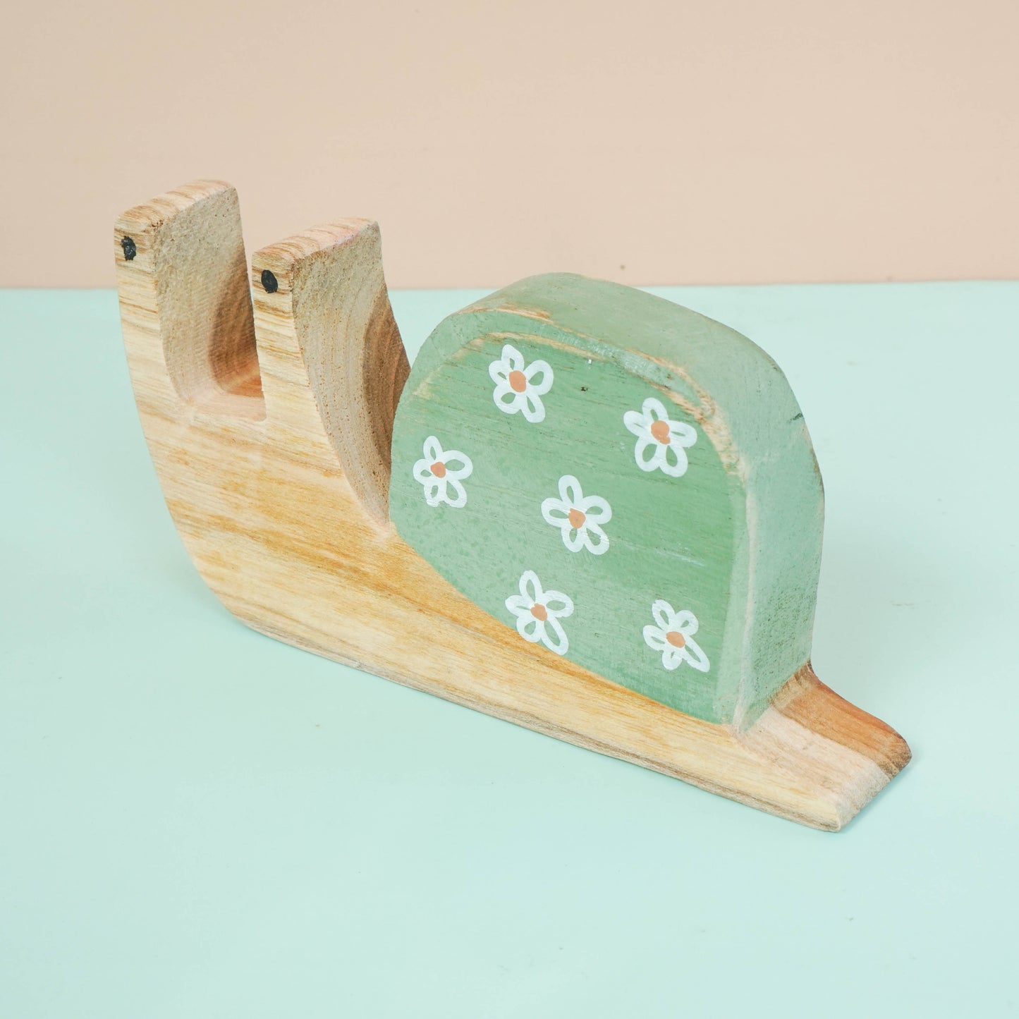 Wooden animal cat snail duck decor for a kid's woodland playroom wood theme